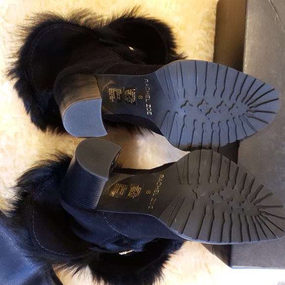 NWT Rachel Zoe Bardot fur ankle boots block heel - Picture 7 of 8